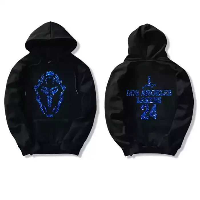 Custom Hot Stamping Blue Gold Printing Hoodie - Image 2