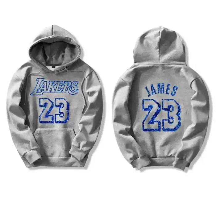 Custom Hot Stamping Blue Gold Printing Hoodie - Image 3