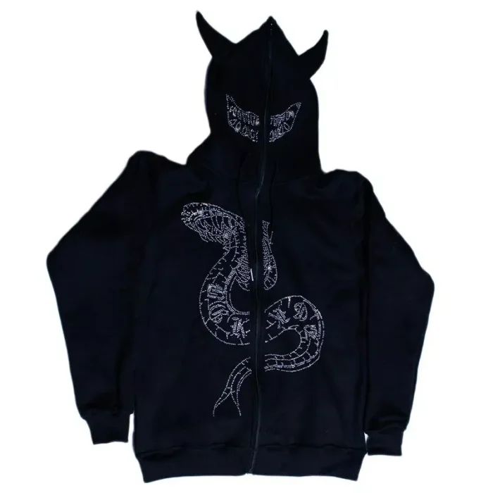 Custom Full Zip Rhinestone Hoodie